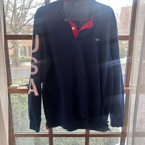 Vineyard Vines Men’s L Navy Rugby Shirt USA Sleeve 100% Cotton